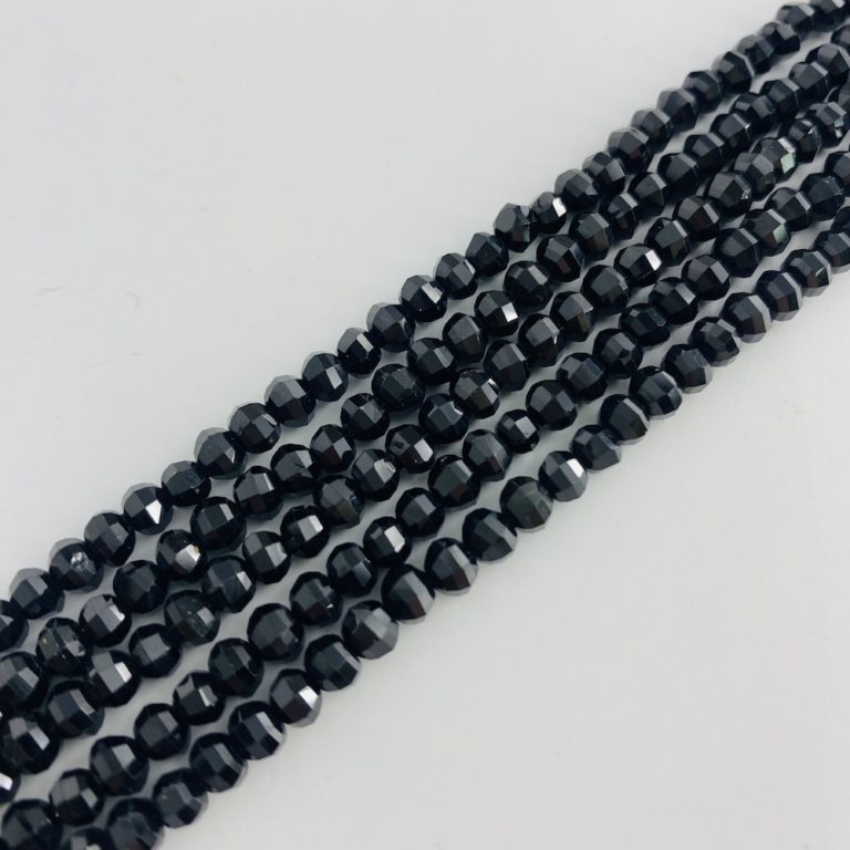 Black Spinel Faceted Rondelle Approx 4 - 5mm Beads 38cm Strand - Image 3