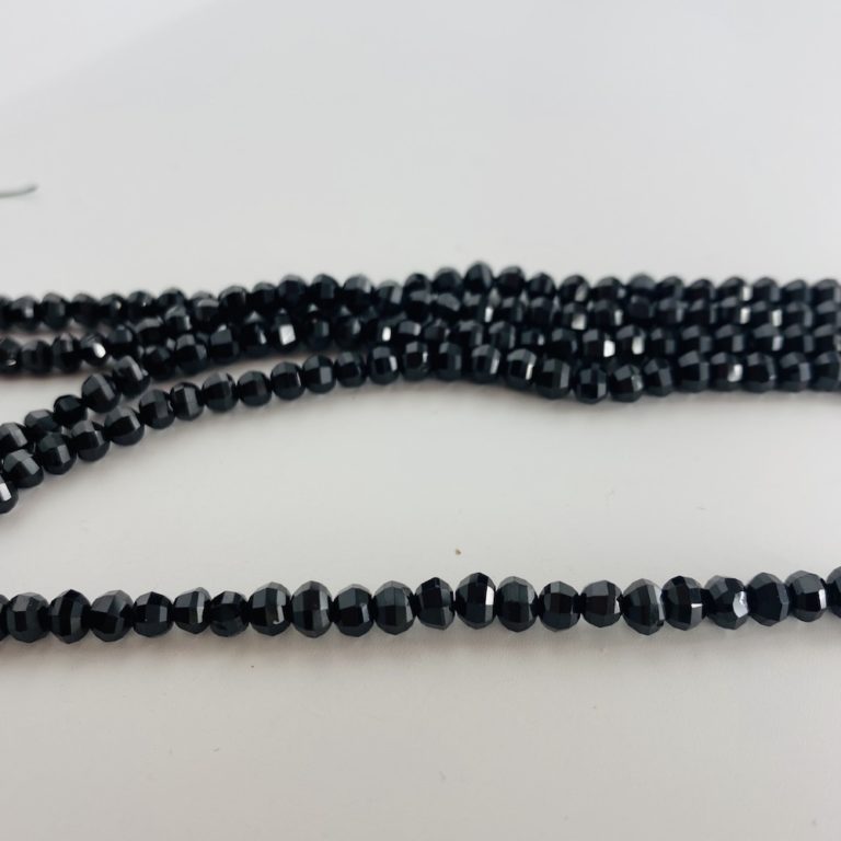 Black Spinel Faceted Rondelle Approx 4 - 5mm Beads 38cm Strand - Image 4
