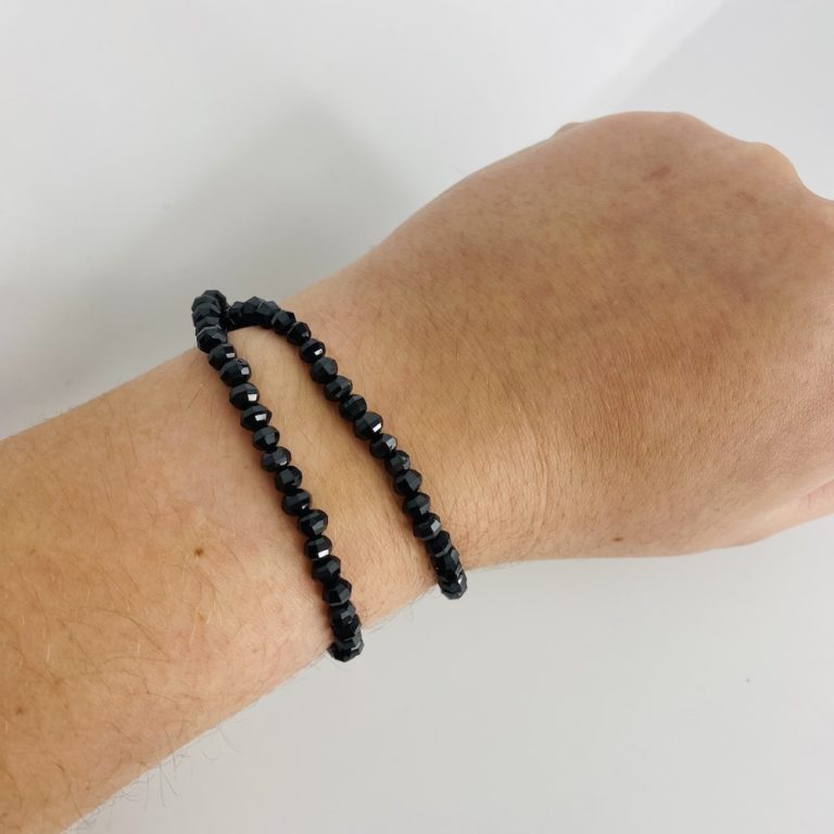 Black Spinel Faceted Rondelle Approx 4 - 5mm Beads 38cm Strand - Image 5
