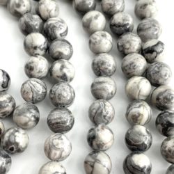 Grey Picture Jasper Smooth Rounds Approx 6mm Beads 38cm Strand