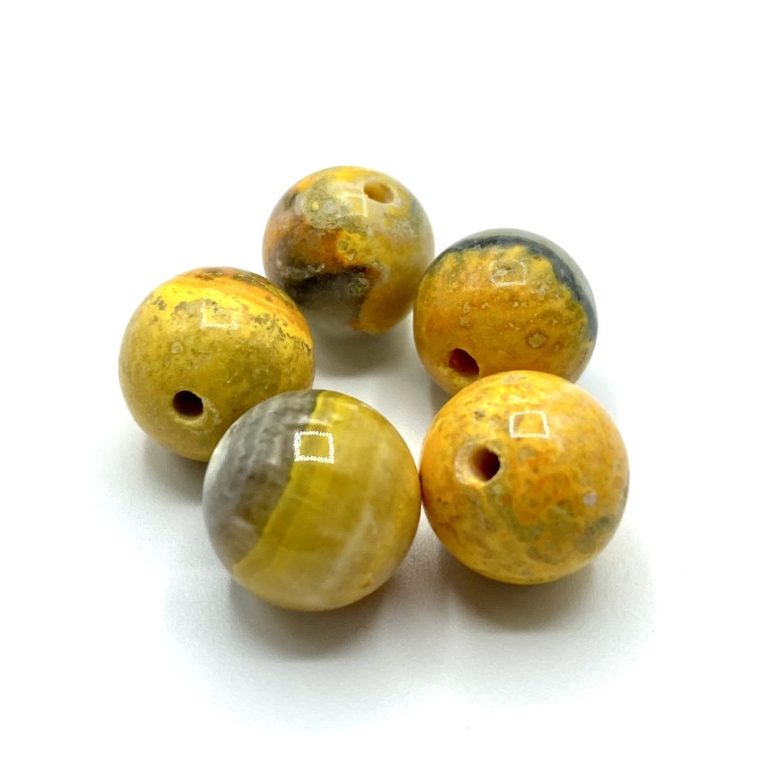 Bumble Bee Jasper Approx 10mm Smooth Round Beads 5 Piece Pack - Image 3