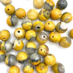 Bumble Bee Jasper Approx 8mm Smooth Round Beads 5 Piece Pack