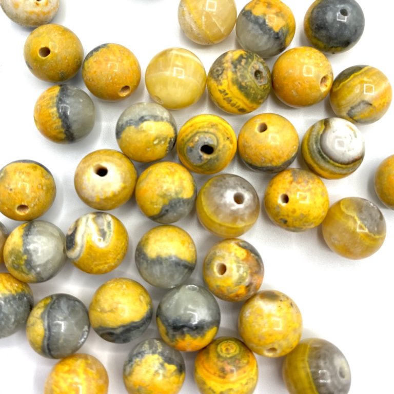 Bumble Bee Jasper Approx 8mm Smooth Round Beads 5 Piece Pack
