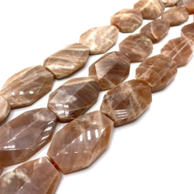 Peach Moonstone Flat Octagon Beads Approx 35 x 25 x 5mm 40cm Strand