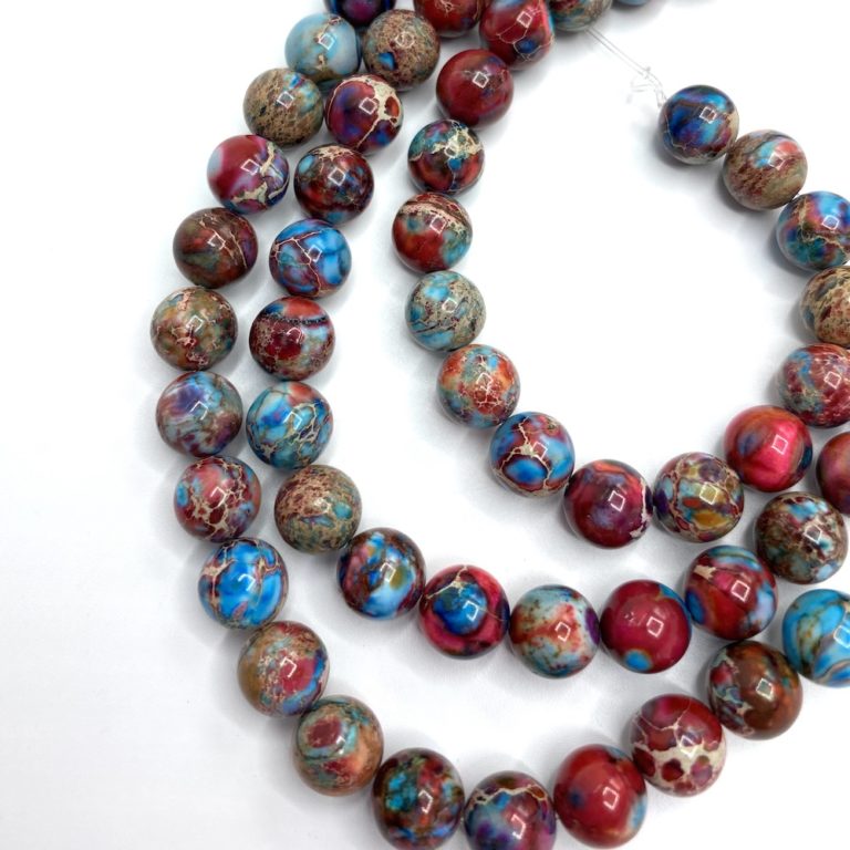 Multicolour Impression Jasper Approx 8mm Smooth Round Beads 38cm Strand - Image 2