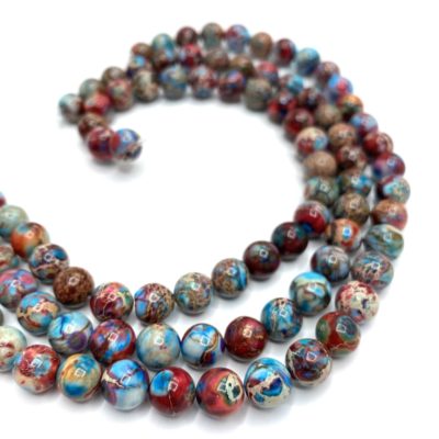 Multicolour Impression Jasper Approx 8mm Smooth Round Beads 38cm Strand
