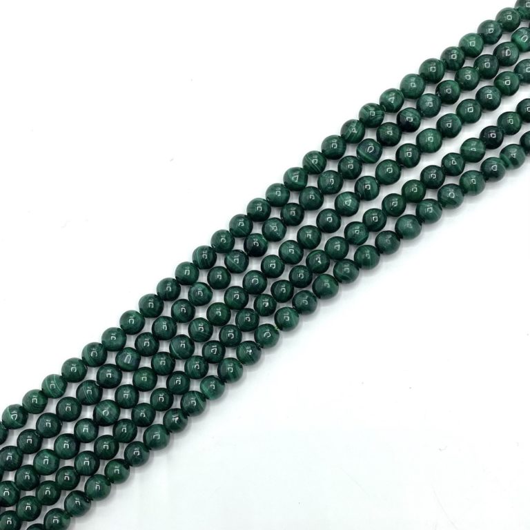 Malachite Approx 6mm Smooth Round Beads 38cm Strand