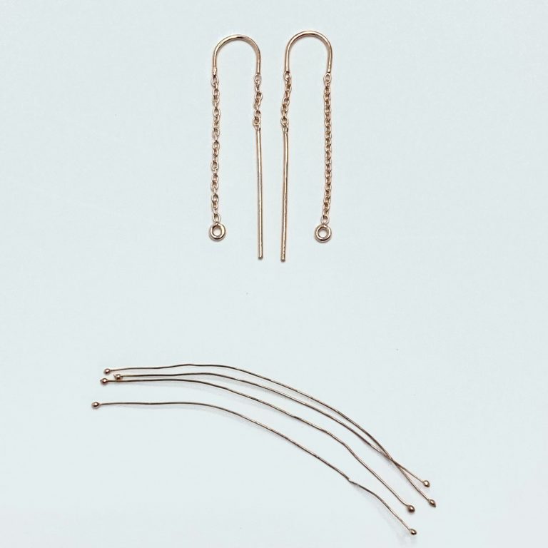 Rose Gold-Plated Sterling Silver Threaded Earring Findings 1 Pair & 4 Headpins Approx 6.5 x 2cm - Image 3