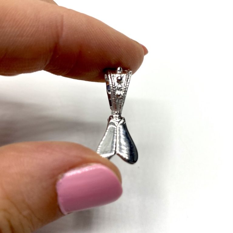 Sterling Silver Enhancer Openable Bail Approx 18 x 5mm Rhodium Plated - Image 3
