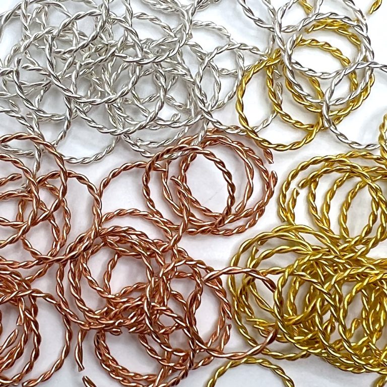 Rope Finish Open Jump Ring 10mm Rose Gold, Gold & Silver Cooper Plated 30 Each Colour - Image 2