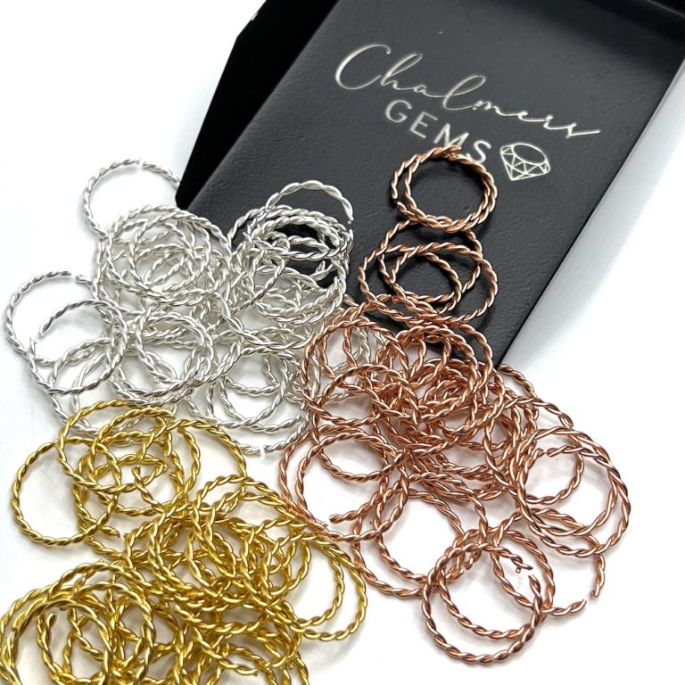 Rope Finish Open Jump Ring 10mm Rose Gold, Gold & Silver Cooper Plated 30 Each Colour - Image 3