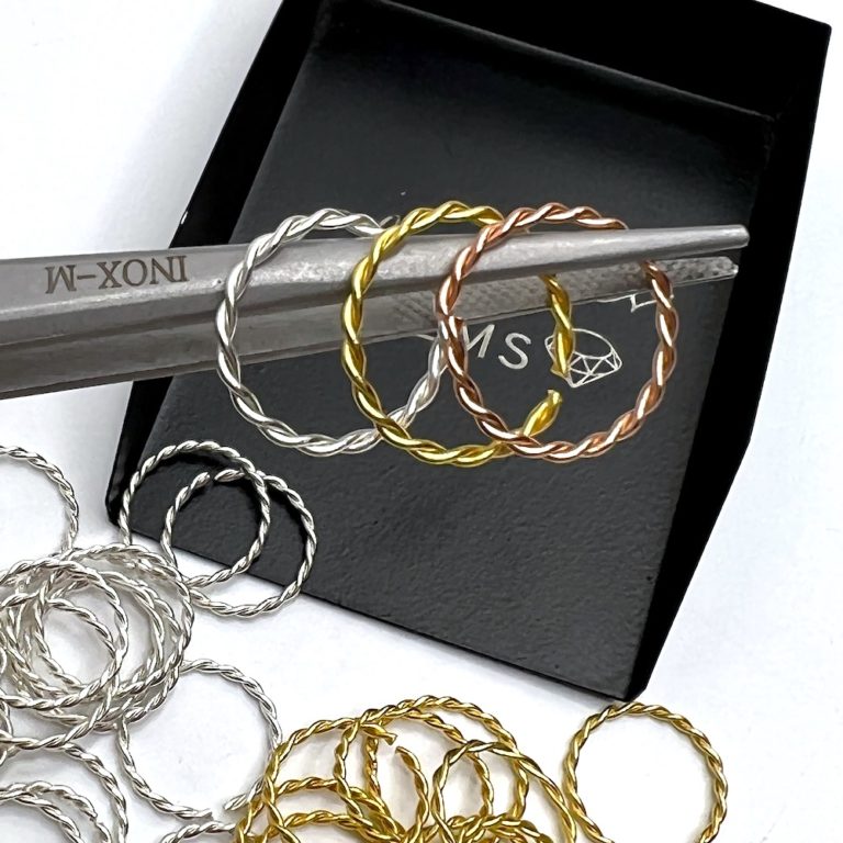 Rope Finish Open Jump Ring 12mm ID in Rose Gold, Gold & Silver Platted 30 Each