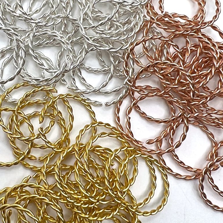 Rope Finish Open Jump Ring 12mm Rose Gold, Gold & Silver Plated Cooper 30 Each - Image 4