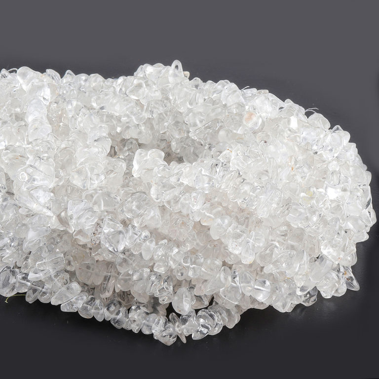 Clear Quartz Chips 80cm Strand Approx 5 x 6mm with 0.6mm Drill Hole