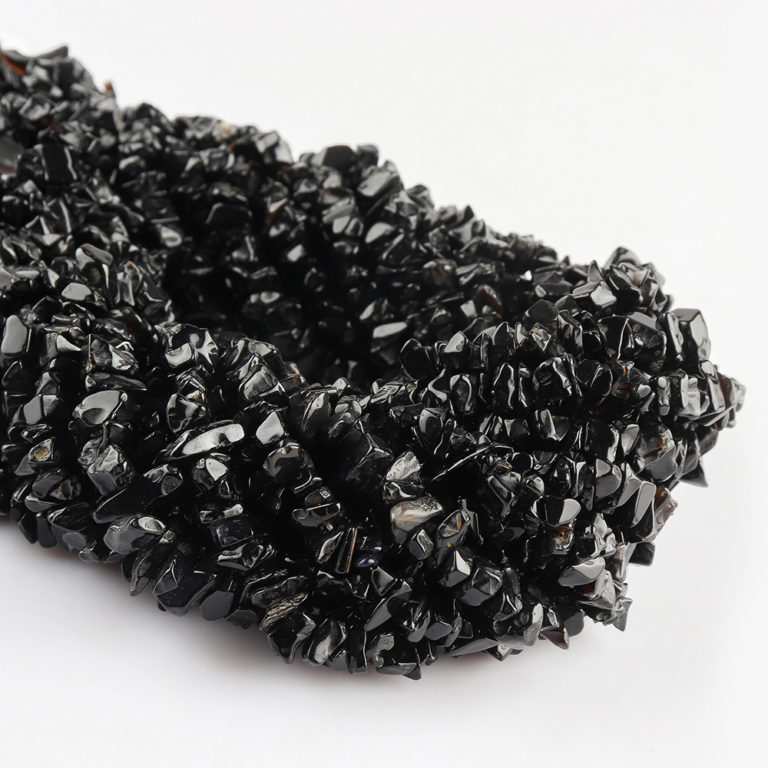 Black Tourmaline Chips 80cm Strand Approx 5 x 2mm with 0.6mm Drill Hole