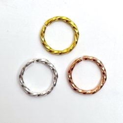 Swirl Finish Open Jump Ring 10mm Rose Gold, Gold & Silver Cooper Plated 30 Each Colour