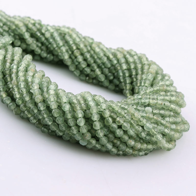Green Apatite Micro Faceted Beads Approx 3 - 3.5mm 32cm Strand