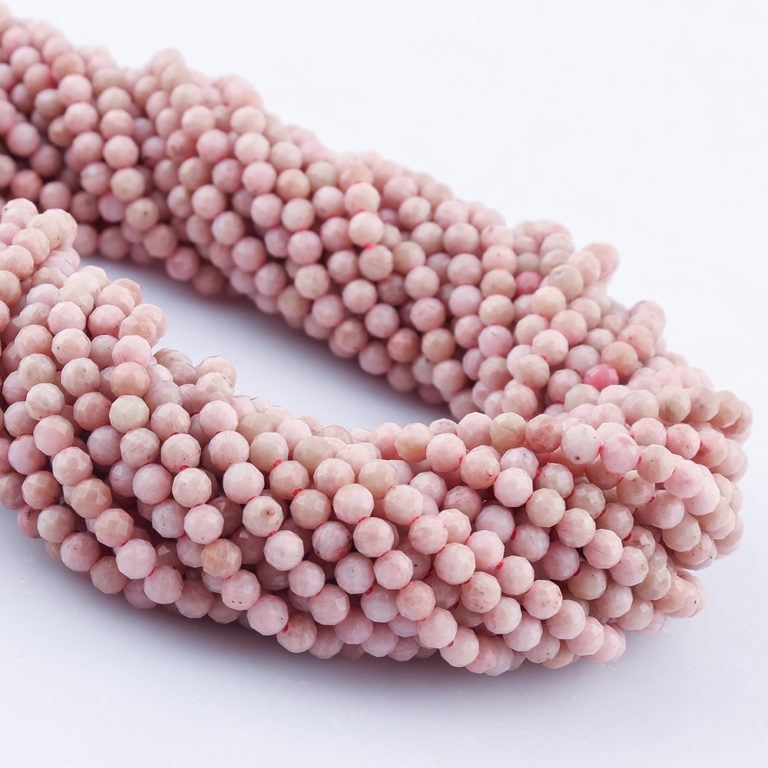 Rhodonite Micro Faceted Beads Approx 3 - 3.5mm 32cm Strand