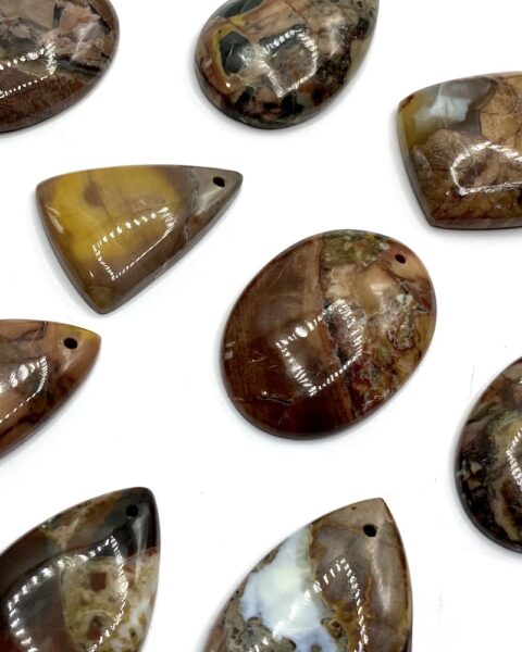 Butterfly Jasper Mixed Shape Top Drilled Cabochons Approx 30mm with 0.8mm Drill Hole 4 Piece Pack