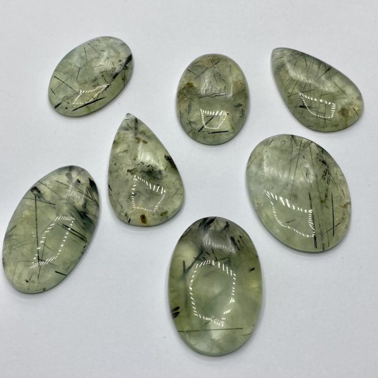 Prehnite Mixed Size & Shape Top Drilled Cabochon Approx 35 - 45mm with 0.8mm Drill Hole - Image 3