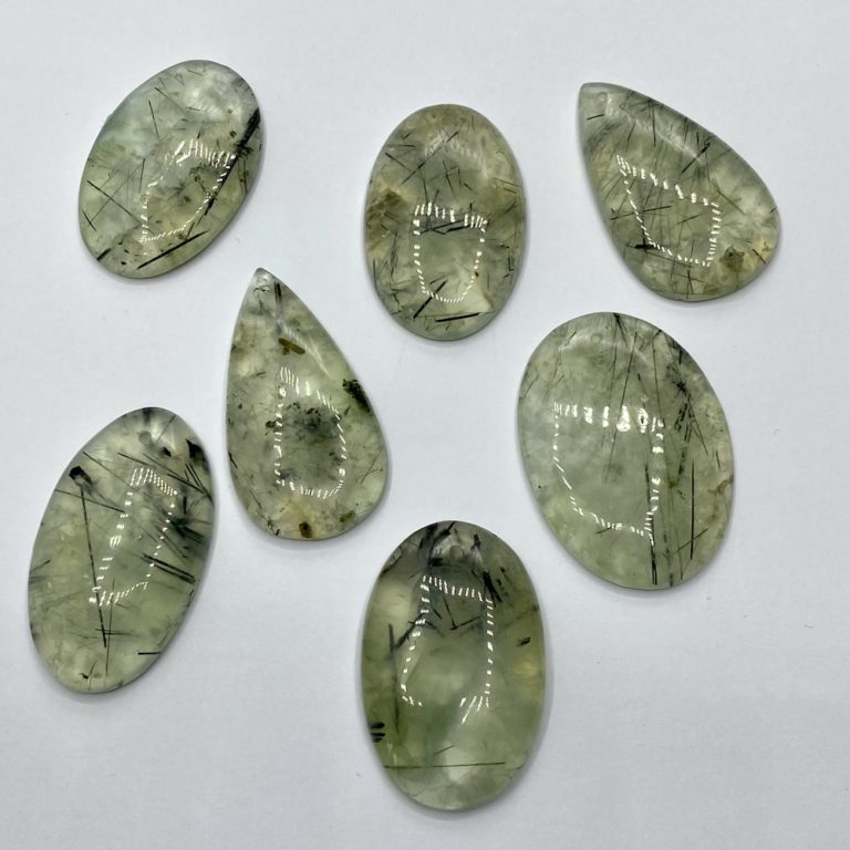 Prehnite Mixed Size & Shape Top Drilled Cabochon Approx 35 - 45mm with 0.8mm Drill Hole - Image 4