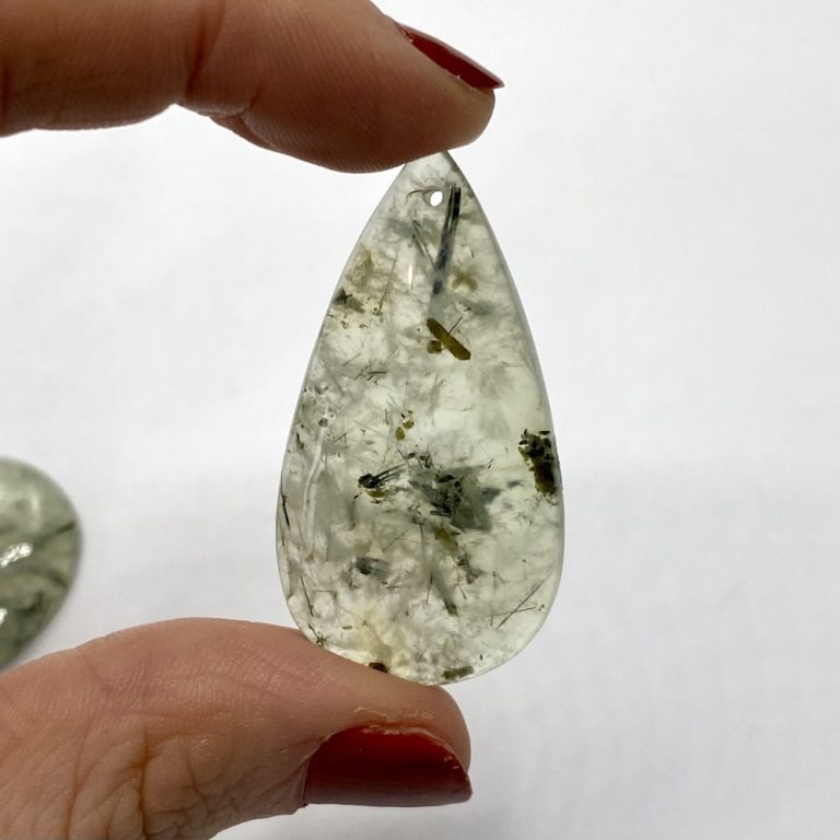 Prehnite Mixed Size & Shape Top Drilled Cabochon Approx 35 - 45mm with 0.8mm Drill Hole - Image 5