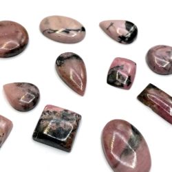 Rhodonite Mixed Shape Cabochons Approx 20 - 30mm 4 Piece Pack