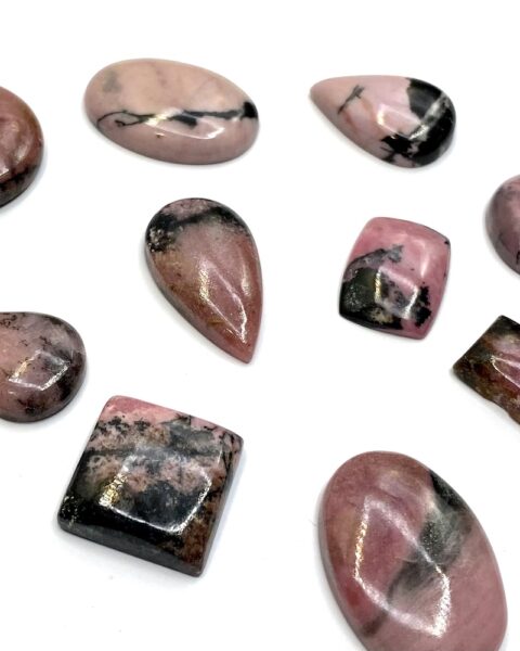 Rhodonite Mixed Shape Cabochons Approx 20 - 30mm 4 Piece Pack