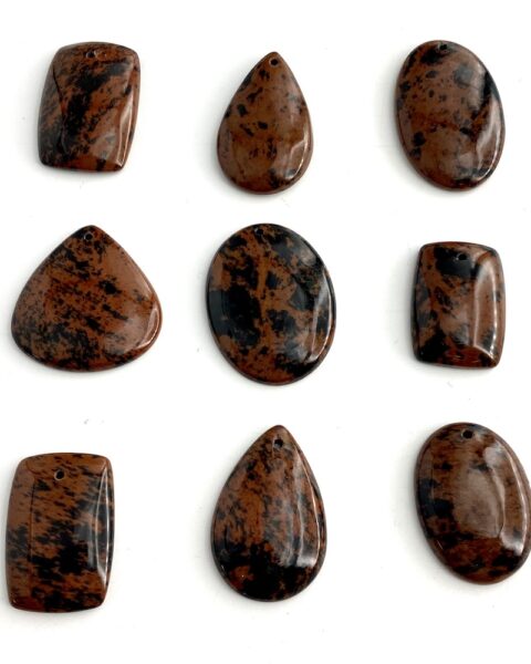 Mahogany Obsidian Mixed Shape Top Drilled Cabochons Approx 20 - 25mm with 0.8mm Drill Hole 3 Piece Pack