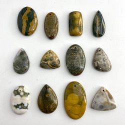Ocean Jasper Mixed Size & Shape Drilled Cabochons Approx 20 - 30mm with 0.8mm Drill Hole 3 Piece Pack