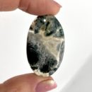 Close up of Tree Agate Oval Shape Top Drilled Cabochon Approx 35 - 40mm with 0.8mm Drill Hole