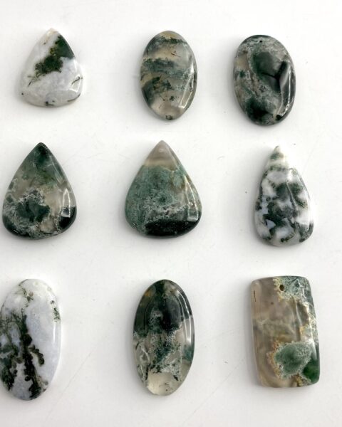 Flat Lay Tree Agate Mixed Shape Top Drilled Cabochons Approx 30 - 35mm with 0.8mm Drill Hole 2 Piece Pack