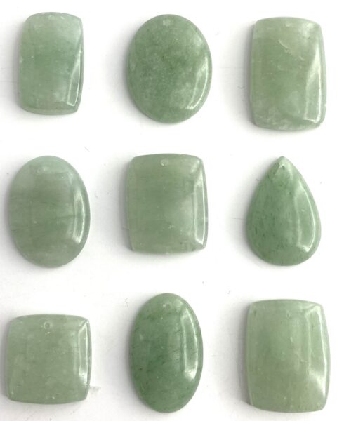 Green Aventurine Mixed Shape Top Drilled Cabochons Approx 30mm with 0.8mm Drill Hole 2 Piece Pack