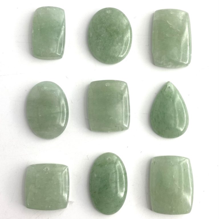 Green Aventurine Mixed Shape Top Drilled Cabochons Approx 30mm with 0.8mm Drill Hole 2 Piece Pack