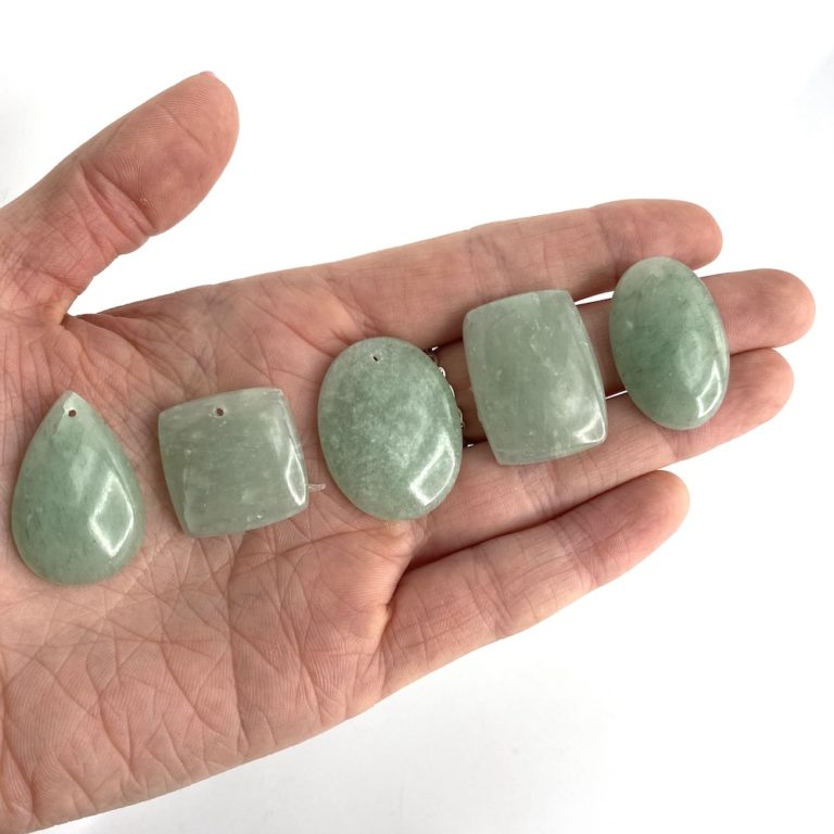 Green Aventurine Mixed Shape Top Drilled Cabochons Approx 30mm with 0.8mm Drill Hole 2 Piece Pack - Image 8