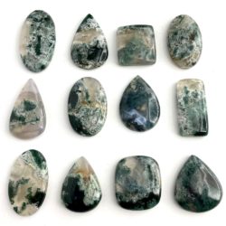 Tree Agate Mixed Shape Cabochons Approx 30 - 35mm 2 Piece Pack flat lay