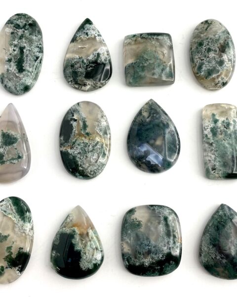 Tree Agate Mixed Shape Cabochons Approx 30 - 35mm 2 Piece Pack flat lay