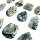 Tree Agate Mixed Shape Cabochons Approx 30 - 35mm 2 Piece Pack angled flat lay 1