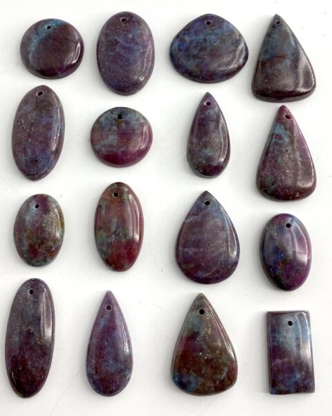 Ruby in Kyanite Mixed Shape Top Drilled Cabochons Approx 20 - 30mm 2 Piece Pack