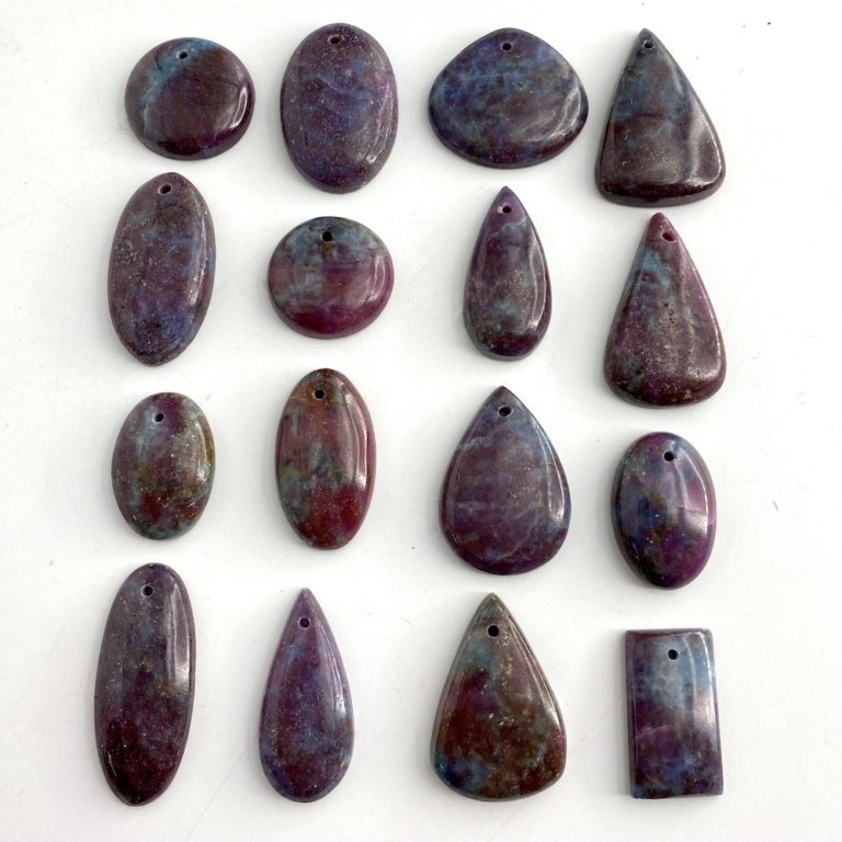 Ruby in Kyanite Mixed Shape Top Drilled Cabochons Approx 20 - 30mm 2 Piece Pack