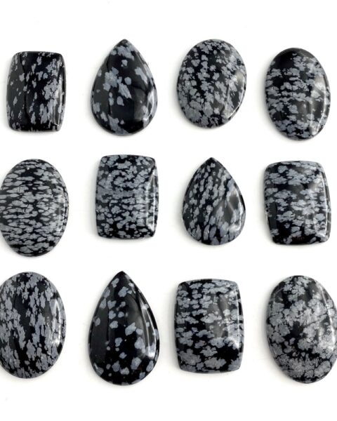 Snowflake Obsidian Mixed Shape Cabochons Approx 20 - 25mm 2 Piece Pack