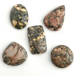 Leopard Skin Jasper Mixed Shape Top Drilled Cabochon Approx 30 - 35mm with 0.8mm Drill Hole