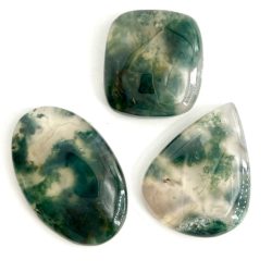 Moss Agate Mixed Shape Top Drilled Cabochon Approx 30 - 40mm with 0.8mm Drill Hole
