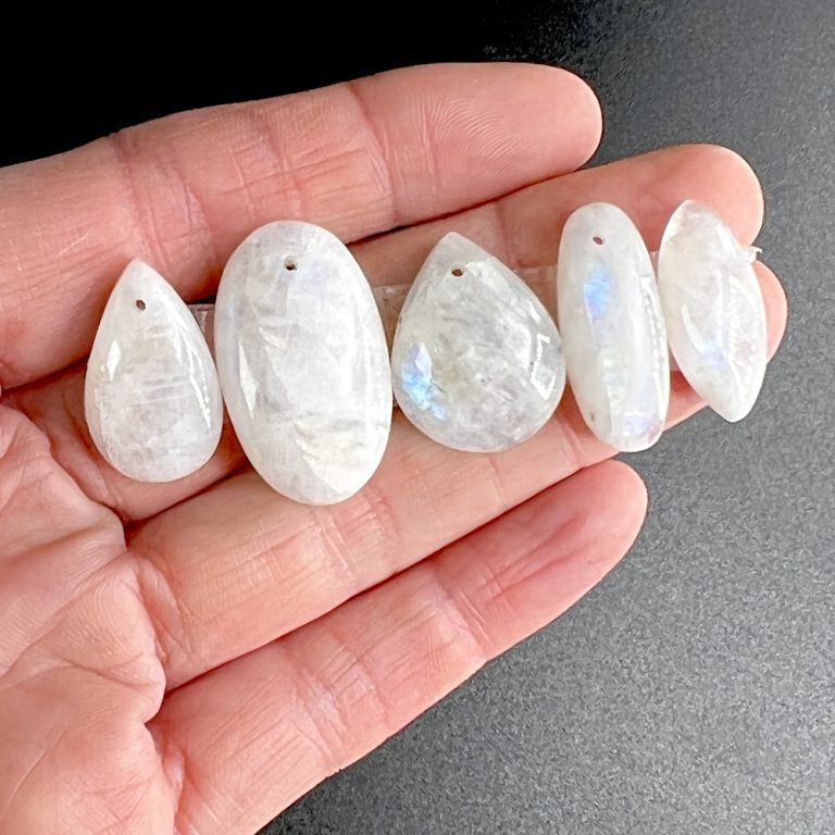 Rainbow Moonstone Mixed Shape Top Drilled Cabochons Approx 20 - 30mm with 0.8mm Drill Hole 5 Piece Pack - Image 3