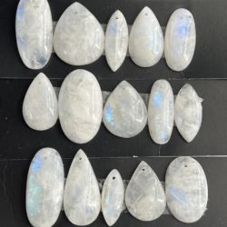 Rainbow Moonstone Mixed Shape Top Drilled Cabochons Approx 20 - 30mm with 0.8mm Drill Hole 5 Piece Pack