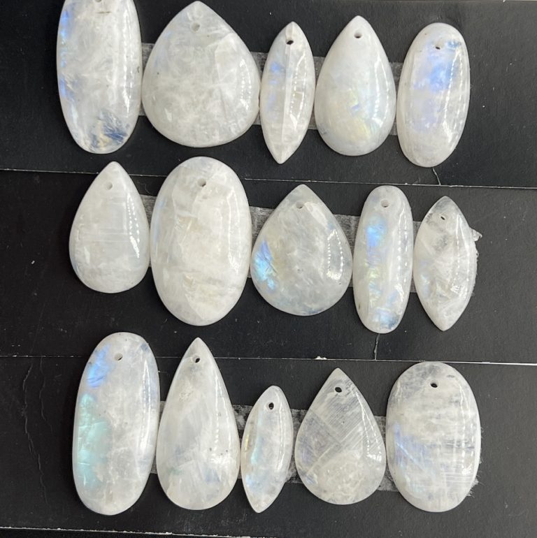 Rainbow Moonstone Mixed Shape Top Drilled Cabochons Approx 20 - 30mm with 0.8mm Drill Hole 5 Piece Pack - Image 4