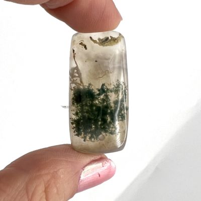 Example of Moss Agate Rectangle Shape Top Drilled Cabochons Approx 25 - 35mm with 0.8mm Drill Hole