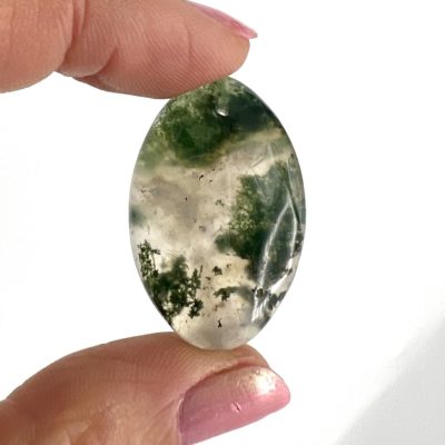 Moss Agate Oval Shape Top Drilled Cabochon Approx 25 - 35mm