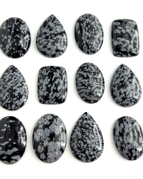 Snowflake Obsidian Mixed Shape Cabochons Approx 15 - 25mm 3 Piece Pack