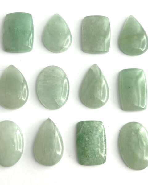 Green Aventurine Mixed Shape Cabochons Approx 30mm 2 Piece Pack